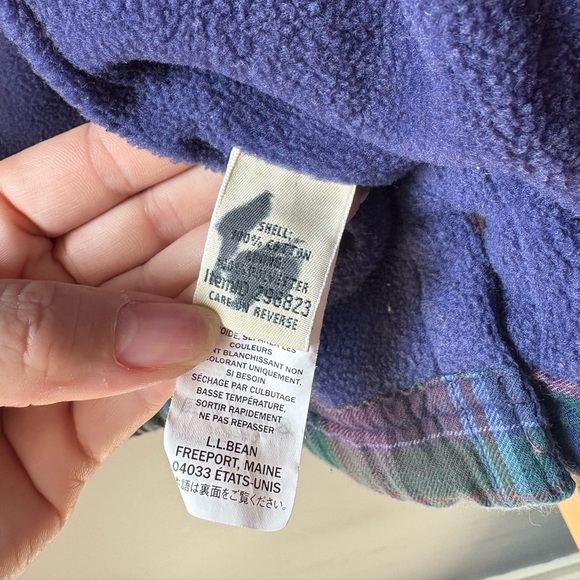 L.L.Bean size XS, Multicolor fleece lined flannel Plaid Hooded Jacket - Picture 3 of 8